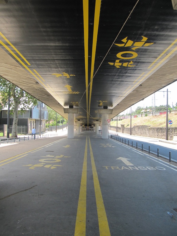 Overpass with painted underside in Lyon, France