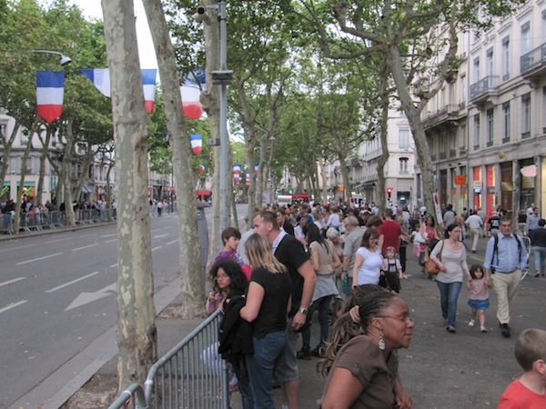 Crowds lining the route of the parade