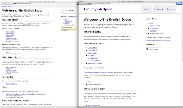 The English Space before on the left and after on the right.