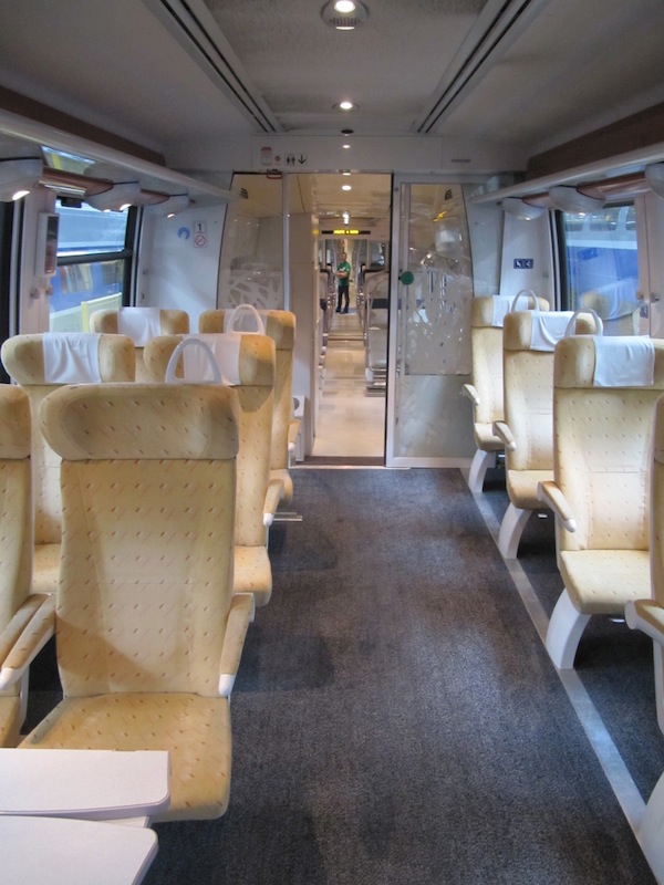  First class seating on the regional TER train
