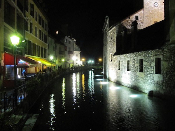 At night the waterways are lit up.