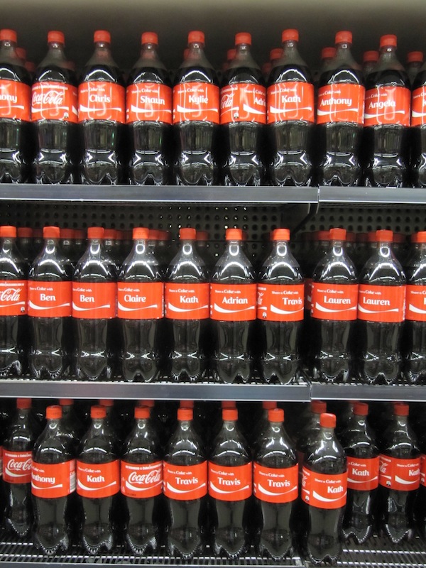 Cokes bottles with common first names in Sydney, Australia (2011)