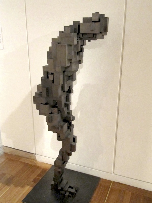 A blocked/bitmap sculpture of a human