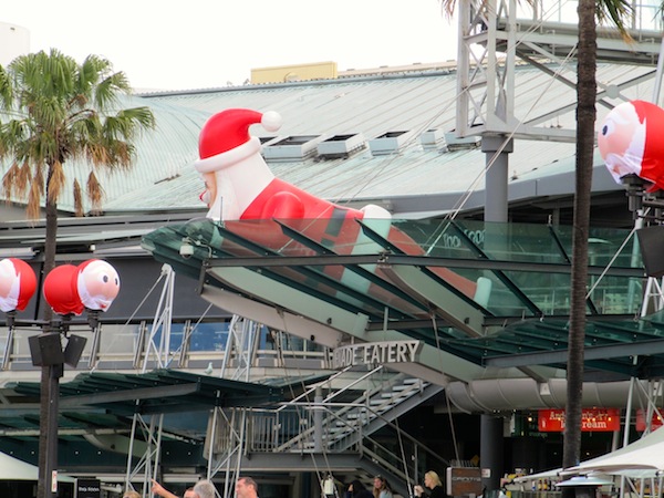 Darling Harbour - Father Christmas looks down on shoppers