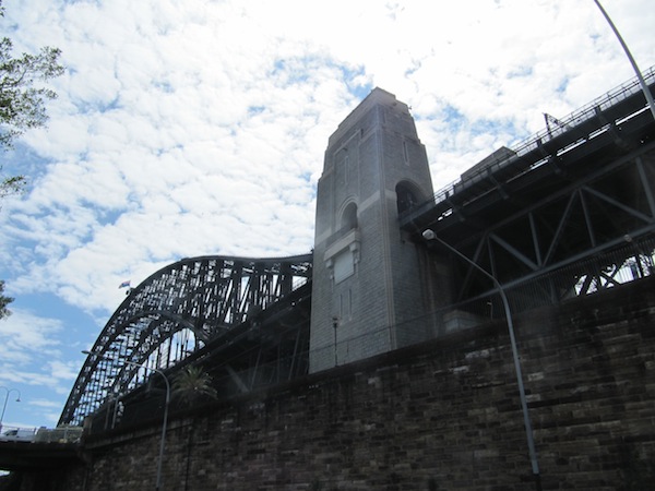 Looking up at Sydney Harbour Bridge