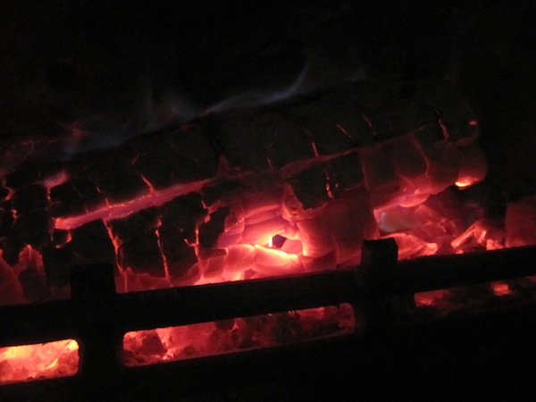 Log glowing in the woodburner