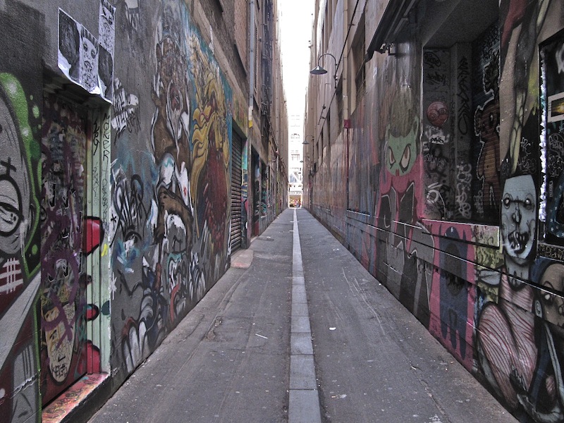 Lane way covered in graffiti