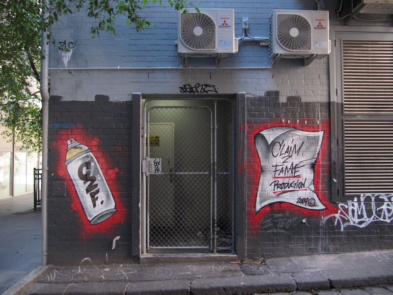 Commercial entrance decorated with street art