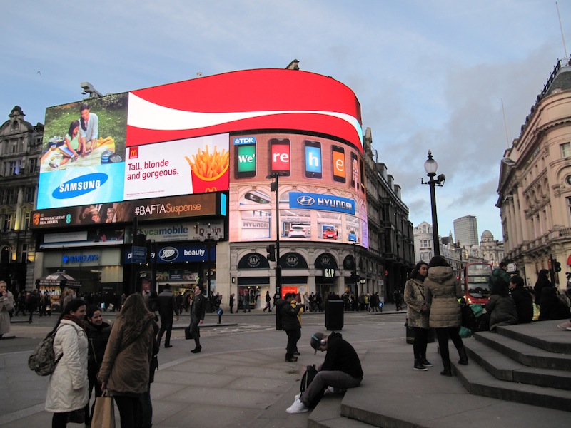 Large LED advertising screens at Piccadilly Circus