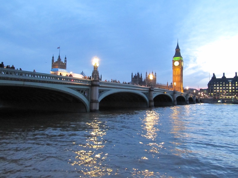 Across Parliament Bridge with Big Ben in the background