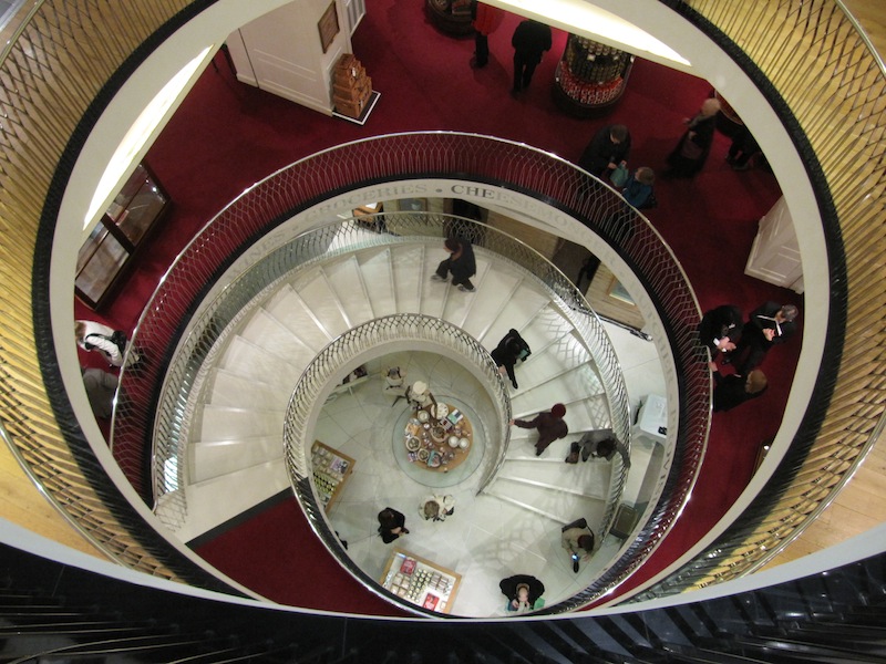 Looking down the stairs of the department store Fortnum &amp; Mason