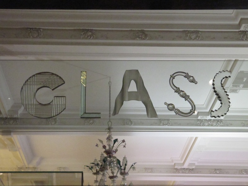 Fun glass gallery sign in glass