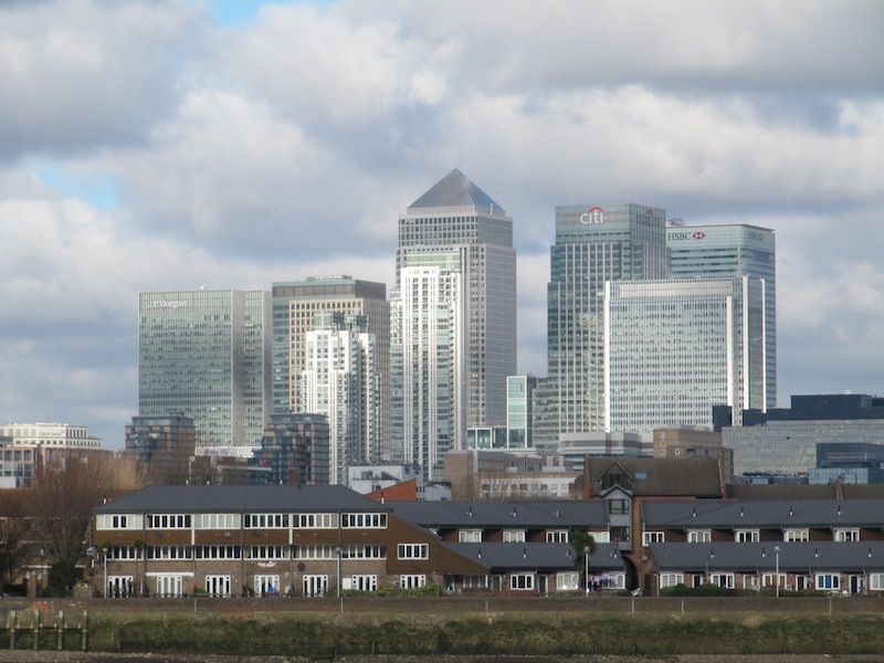 Looking back to Canary Wharf
