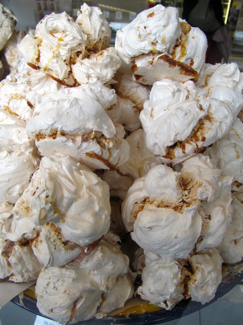 A pile of caramel meringues