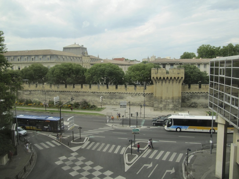 Avignon&rsquo;s city walls from our hotel