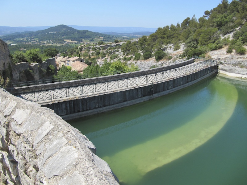 Dam built from stone robbed out from the chateau