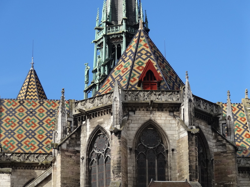 Patterned roof tiles on a church