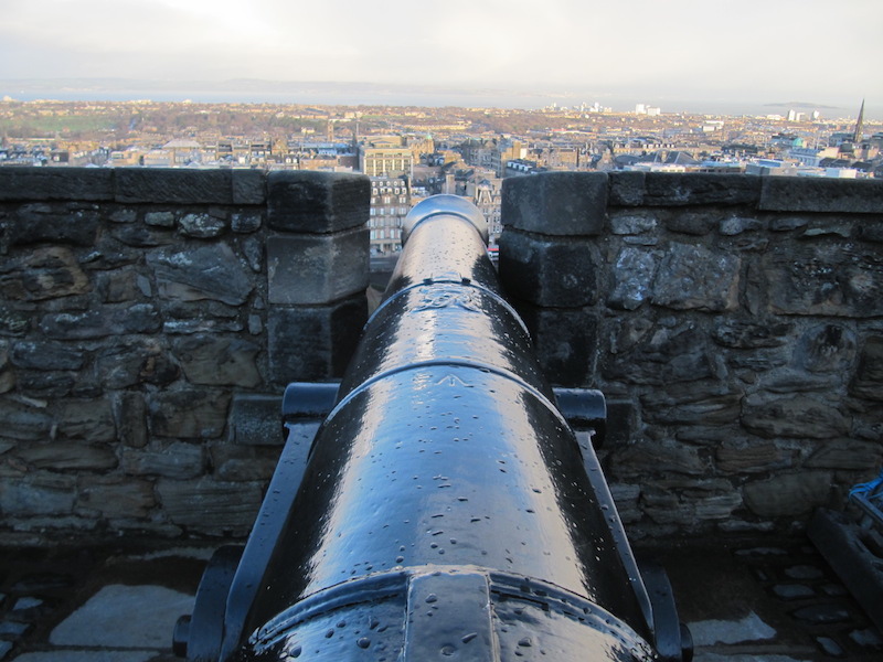 Cannon facing out over Edinburgh