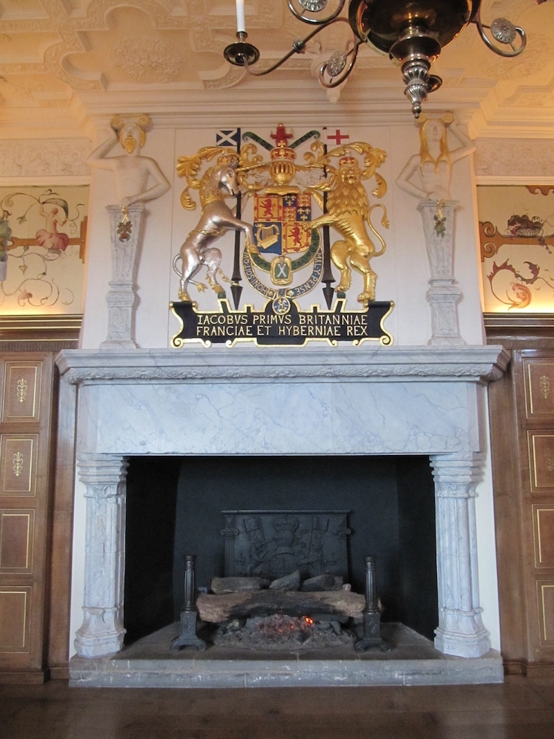 Coat of arms above a fireplace