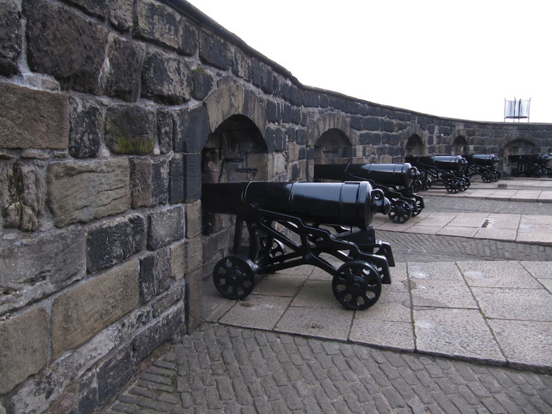 Cannon battery facing out over Edinburgh