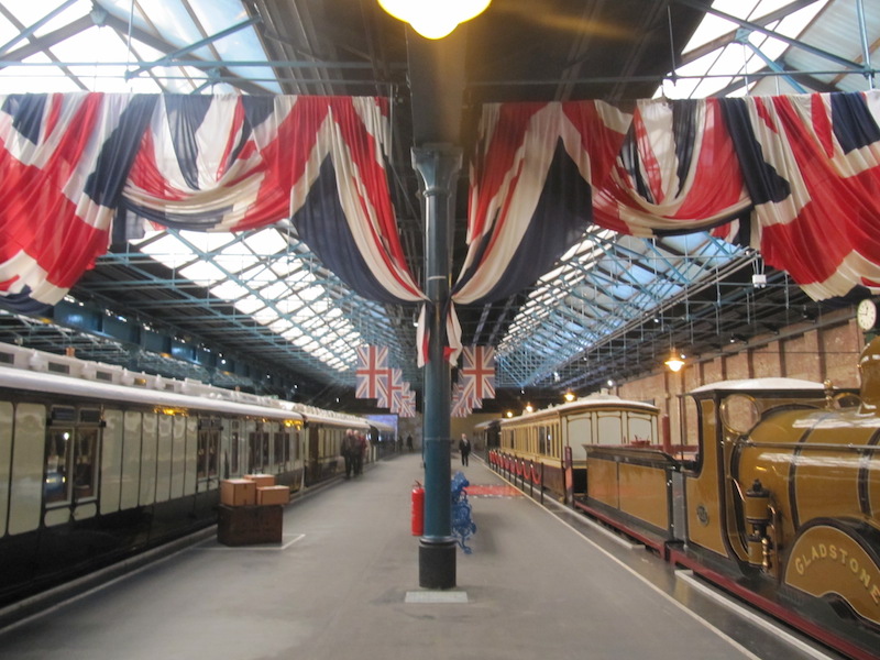 British flags draping over the platforms