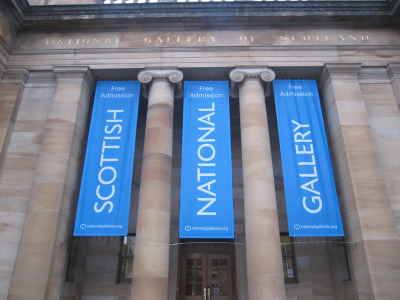Banners outside the Scottish National Gallery
