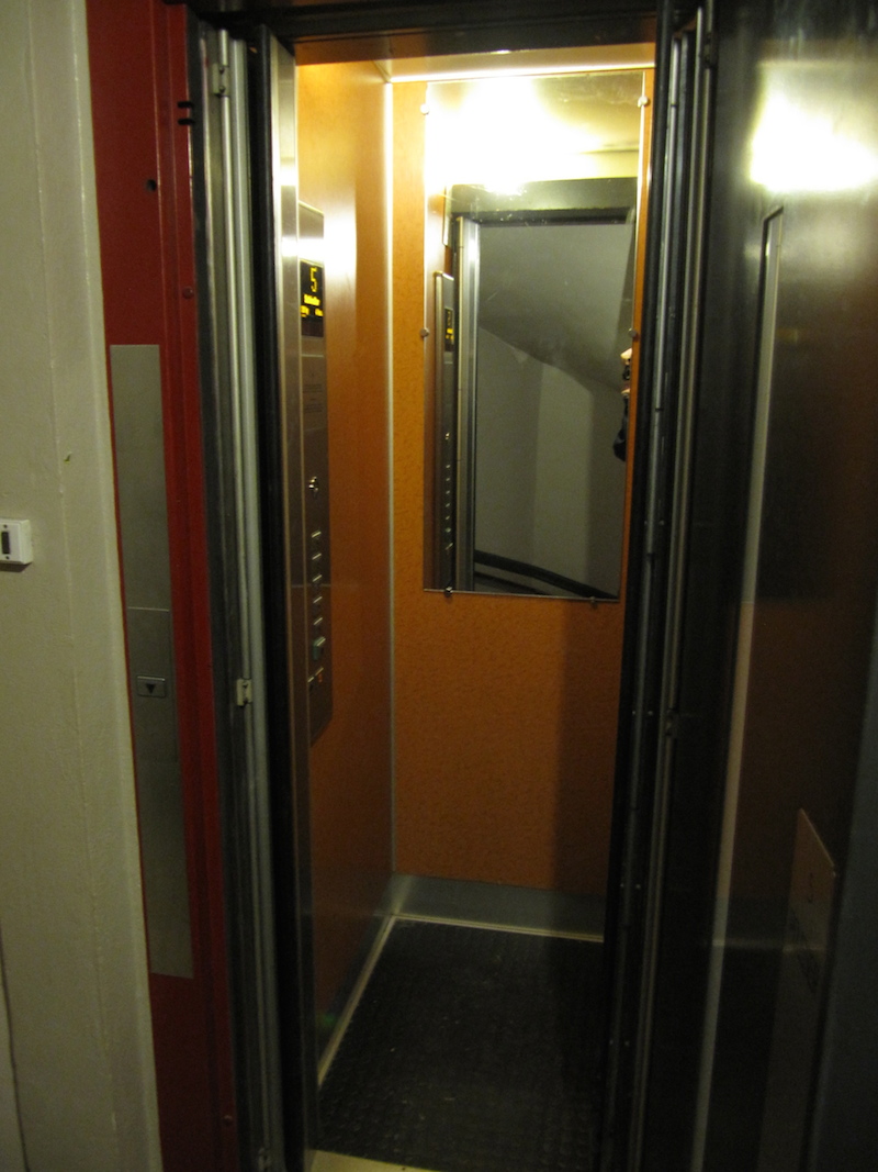 A tiny elevator suitable for two people