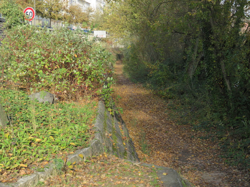 The path transforms along the route.