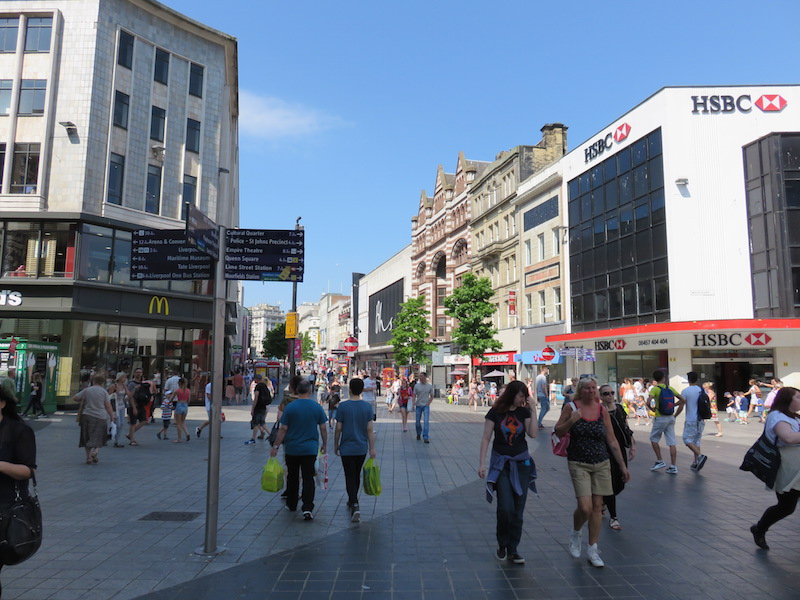 Modern shopping centre of Liverpool city