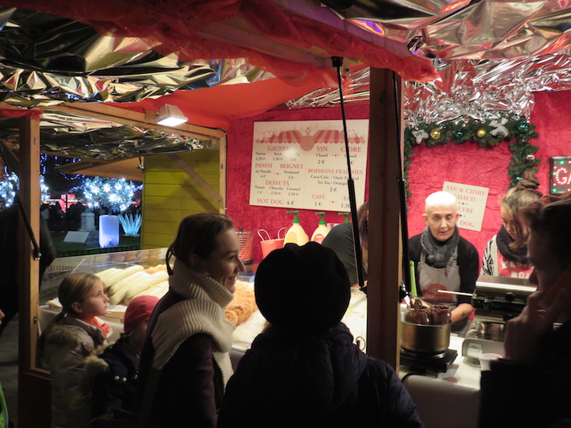 A stall selling freshly cooked waffles.