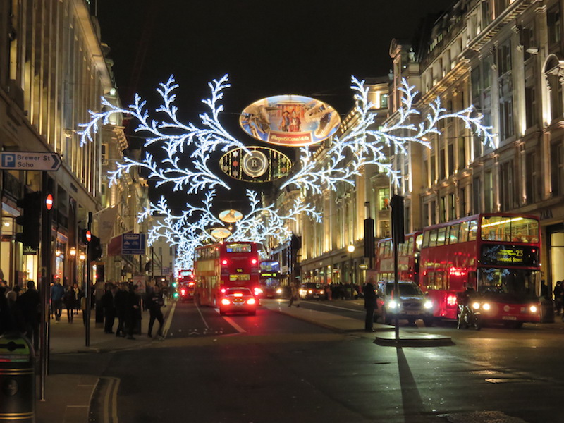 Christmas decorations along Regent Street, London