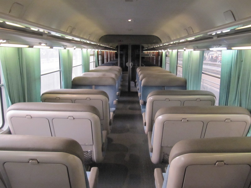 Inside the older SNCF train
