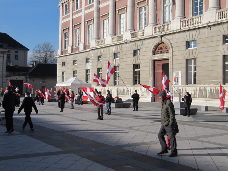 A group protest outside the Town Hall
