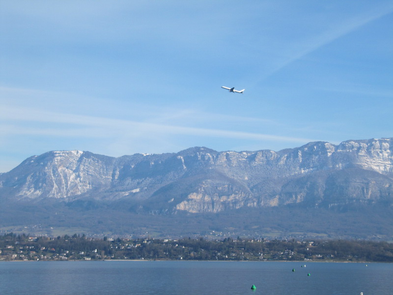 Plane taking off over Lac du Bourget