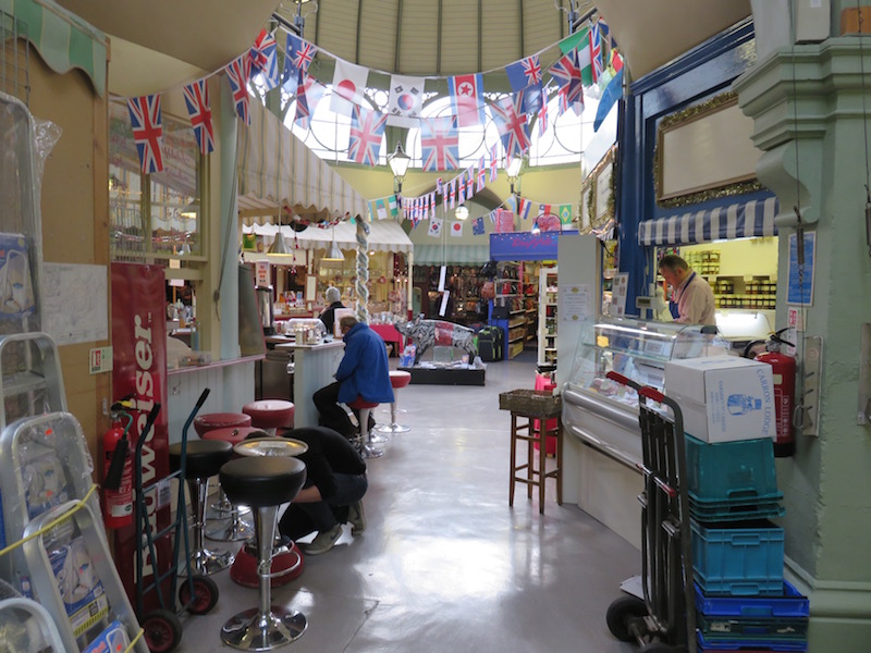 Market stalls within Bath Guildhall Market
