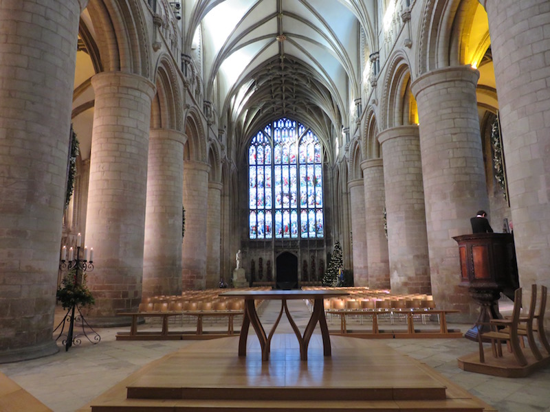 Inside Gloucester cathedral