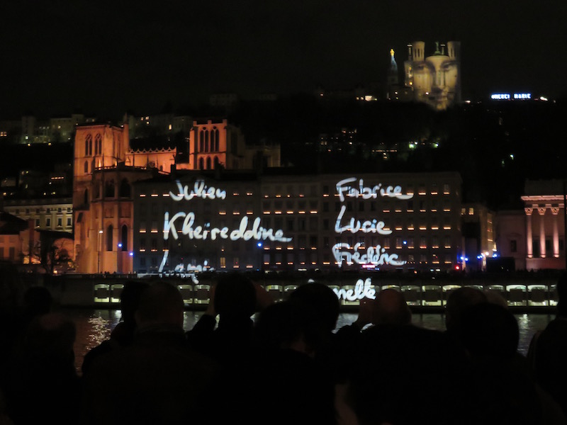 Names of those killed in Paris are displayed.