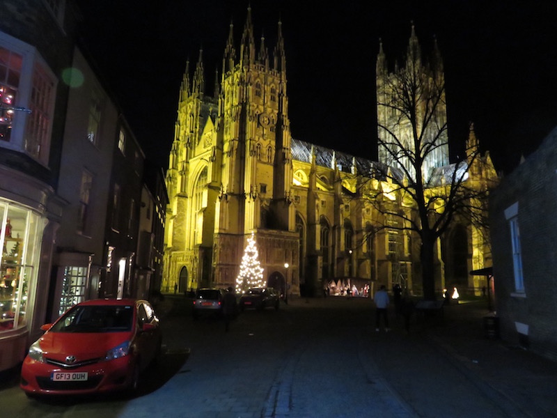Canterbury cathedral at night.