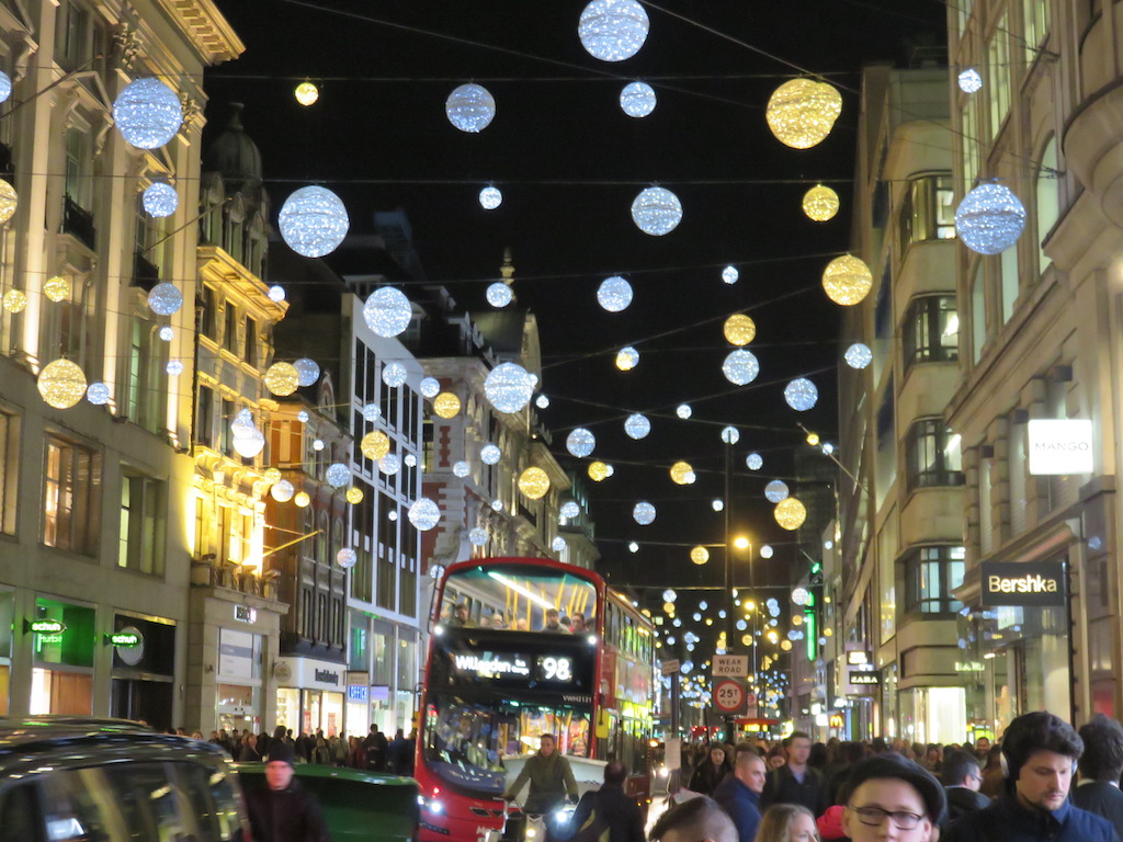 Shopping street decorations in London