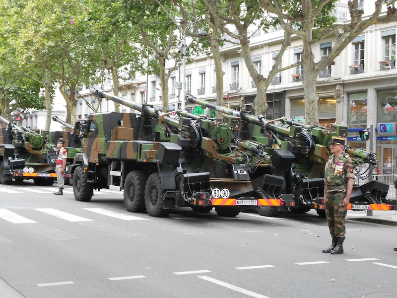 Artillery lined the streets for the parade