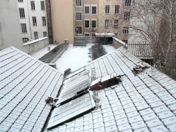 Snow-dusted rooftops