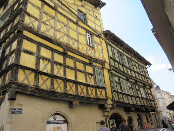 The half-timbered houses come in different colours
